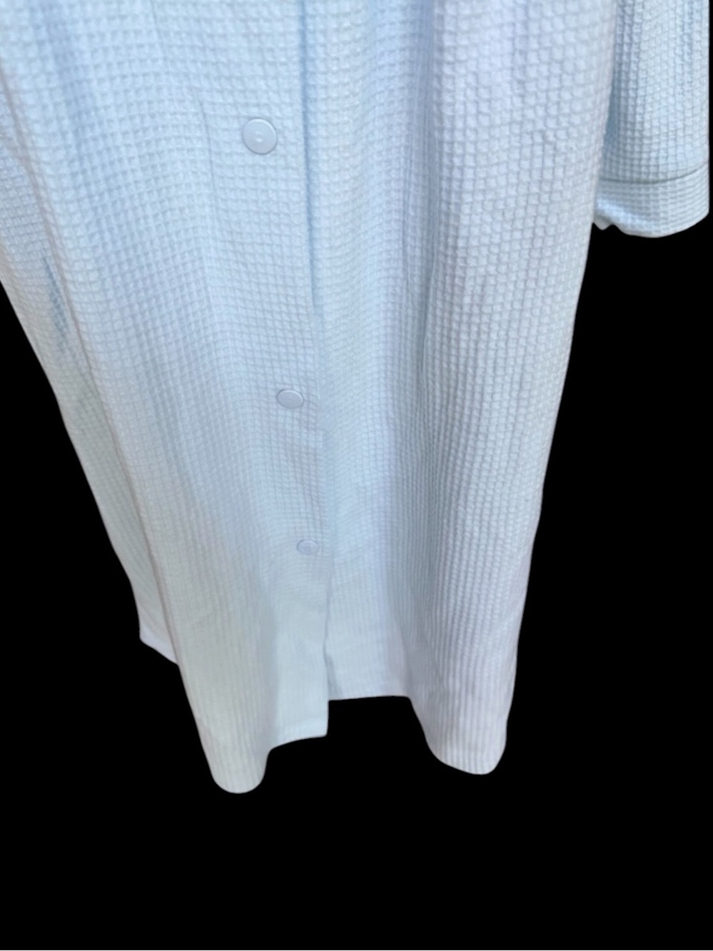 NWOT Miss Elaine Baby Blue Brushed Waffle Knit Snap Robe - Picture 3 of 7